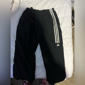 Adidas Kids Black Joggers with White Stripes
